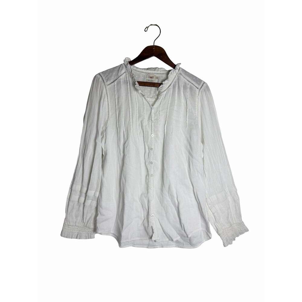 Faherty White Button Down Long Sleeve Shirt Top Womens XL Organic Cotton Willa